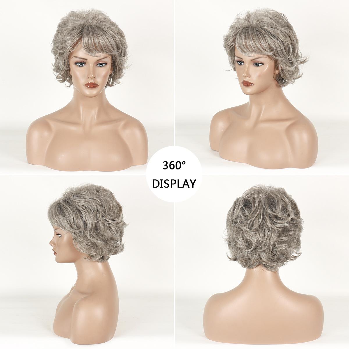 

Синтетический натуральный вьющийся парик для мамы, серебристо-серый, короткие парики для женщин, прическа для пожилых женщин, пушистые парики, термостойкие парики для повседневного использования серый ясень