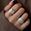 925 Silver Open Finger Ring Punk Heart Irregular Geometric Stackable For Women Girl Jewelry Gift Dropship