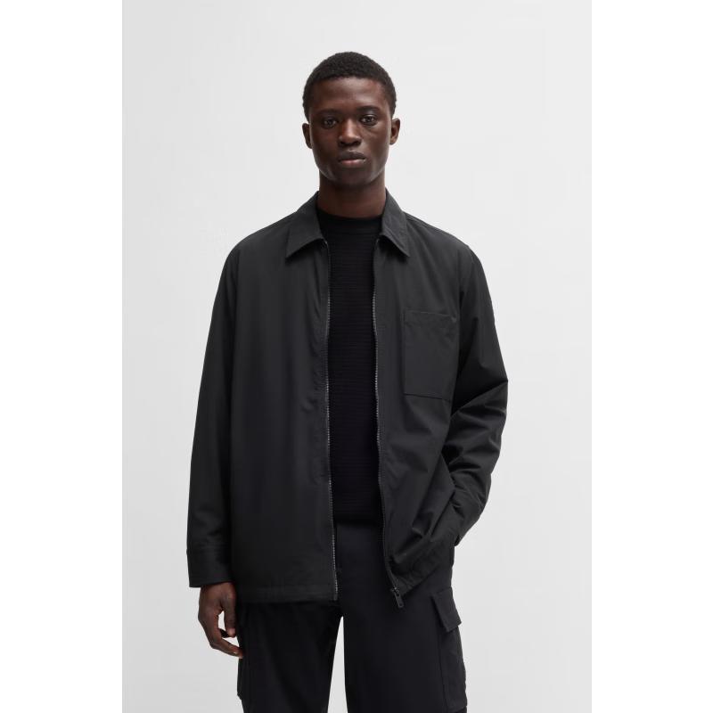 BOSS Men's Loose Fit Logo Patch Shirt Jacket