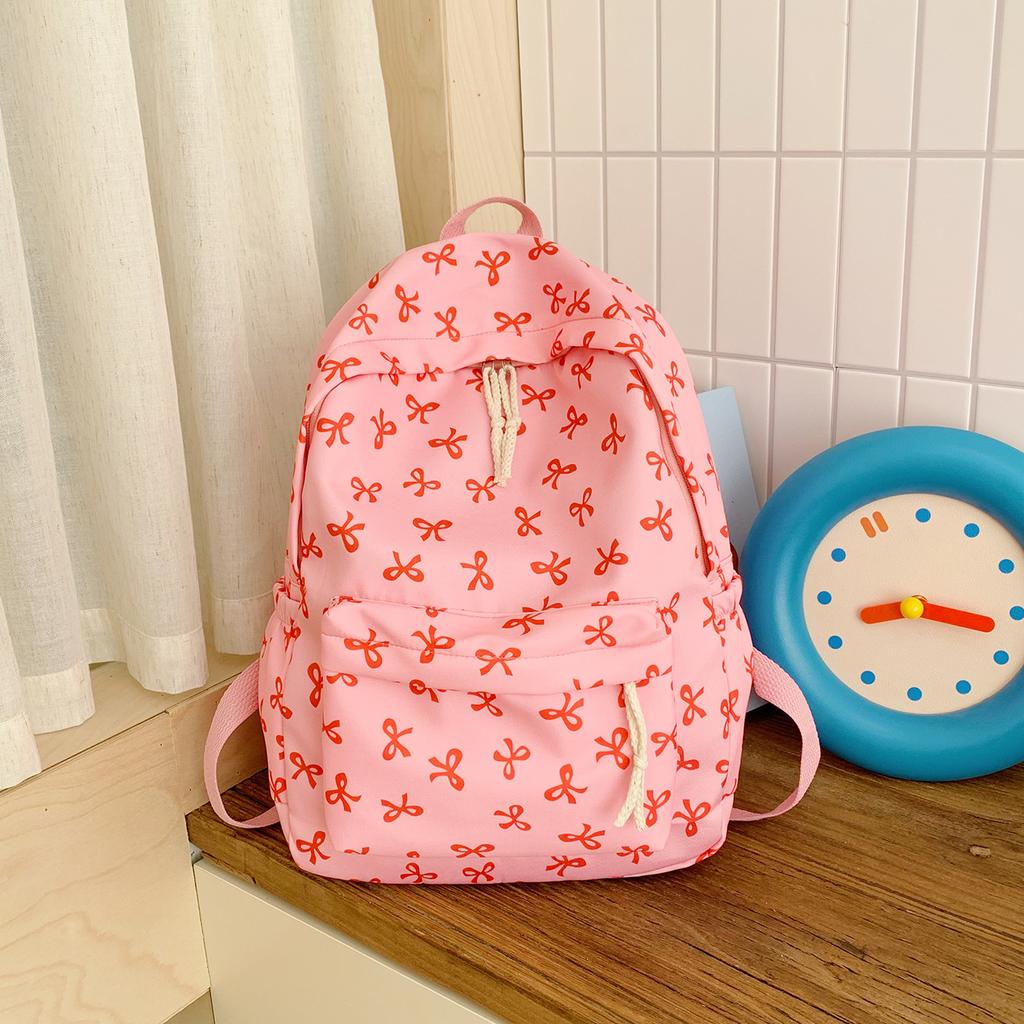 Schoolbag new simple floral bow junior high school students backpack casual versatile schoolbag fresh large capacity backpack