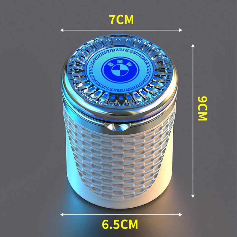 Car LED Ashtray Atmosphere Light Ashtray For BMW G30 G20 G05 G11 E87 X7 E92 X5 Car Flame Retardant Cigarette Holder Cup keychain GT9
