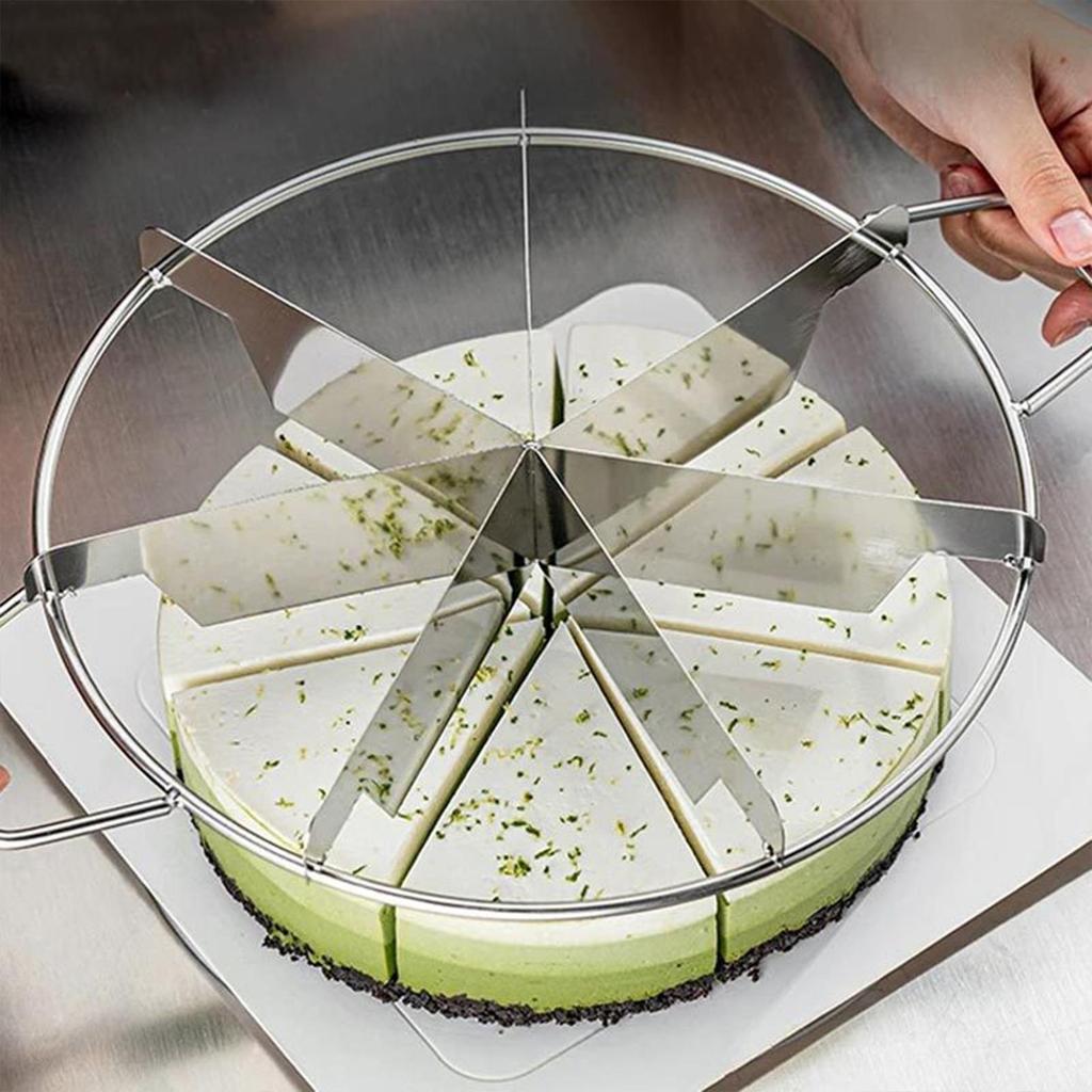 Cake Cutter Slicer Stainless Steel Pie Cutter Round Bread Divider Pastry Cheese Pizza Cutting Press Tool Equal Portion Marker