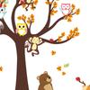 Cartoon Animal Owl Monkey Tree Wall Stickers Children'S Room Decoration Mural Decals Home Decoration Cute Animal Stickers