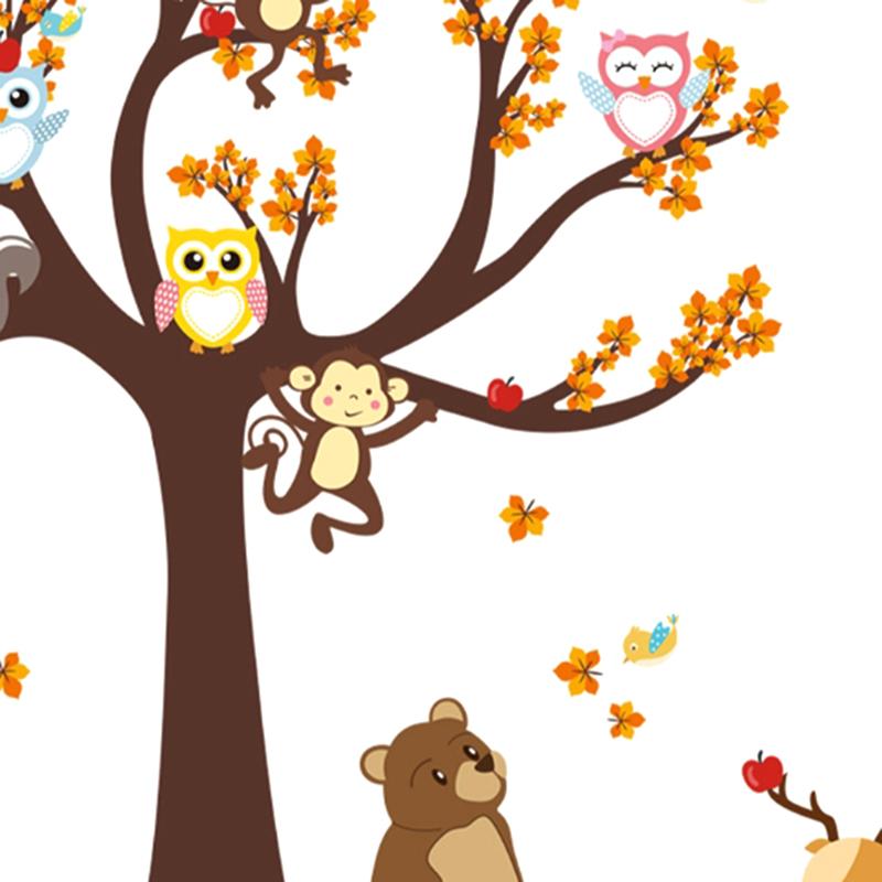 Cartoon Animal Owl Monkey Tree Wall Stickers Children'S Room Decoration Mural Decals Home Decoration Cute Animal Stickers