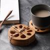 Wooden Coaster for Drinks Lotus Slices Shaped Cup Mat Heat-Resistant Coasters for Bar Home Office Coffee Table