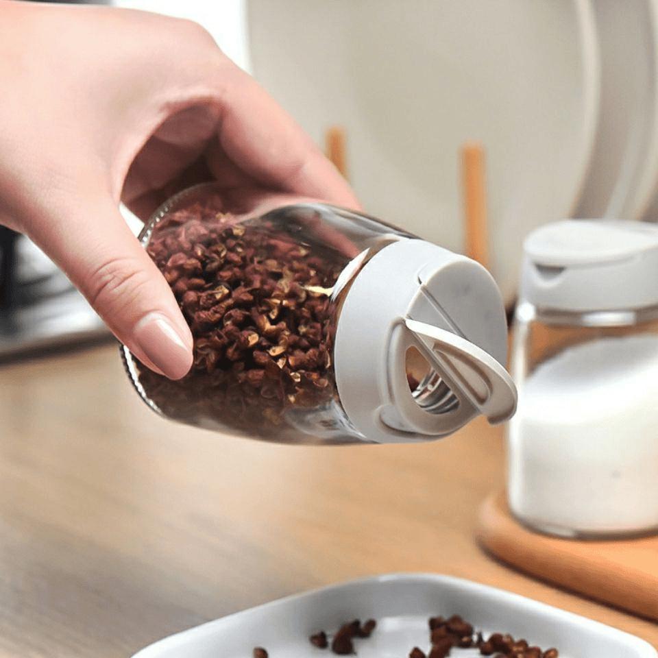 Multifunctional Glass Seasoning Jar for Salt & Pepper with Toothpick Holder