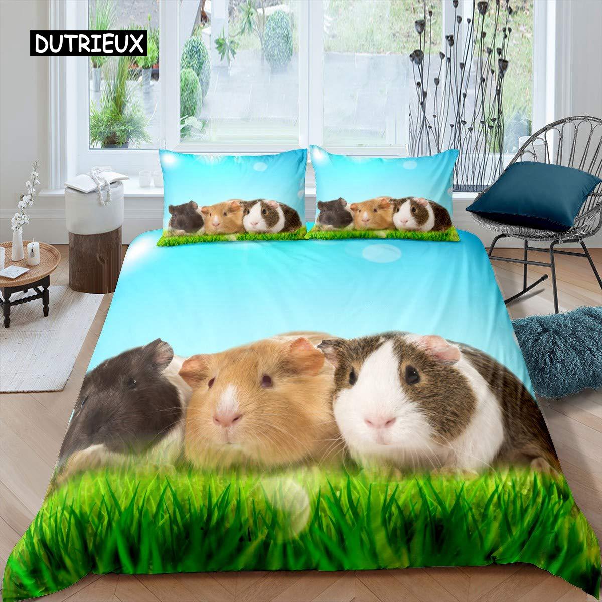 

Комплект постельного белья с изображением морской свинки, милый комплект постельного белья с рисунком морской свинки, комплект постельного белья с изображением животных для мальчиков и девочек, комплект постельного белья из полиэстера с изображением сада