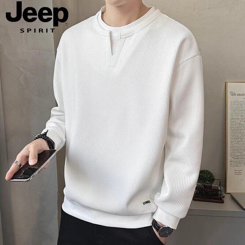 JEEP SPIRIT Faux Layered Round Neck Long Sleeve T-Shirt
