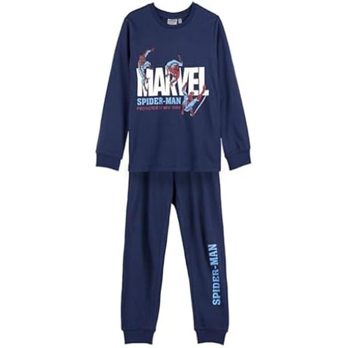 Pyjama d'Hiver - SPIDERMAN - Mixte Enfant - 100% Coton - 2 Pièces - Motif Spiderman