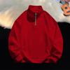 Yousheng Men Sweatshirt Half Zipper Stand Collar Long Sleeves Solid Color Pullover Mid Length Sport Casual Top Lightweight Clothes for Travel Office