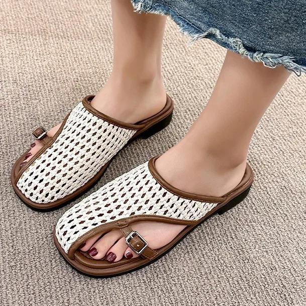 Fashion Women Slippers Flats Beach Sandals Summer 2025 Trend Designer Casual Shoes Hollow Roman Fashion Outdoor Slippers Chanclas Mujer
