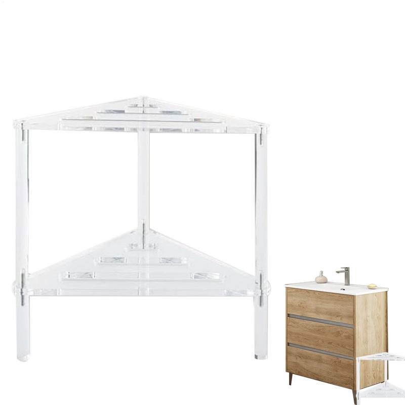 Acrylic Corner Shower Stool Non-Slip Shower Caddies Stool Stable Heavy Duty Bathing Chairs With Storage Shelf For Bathroom