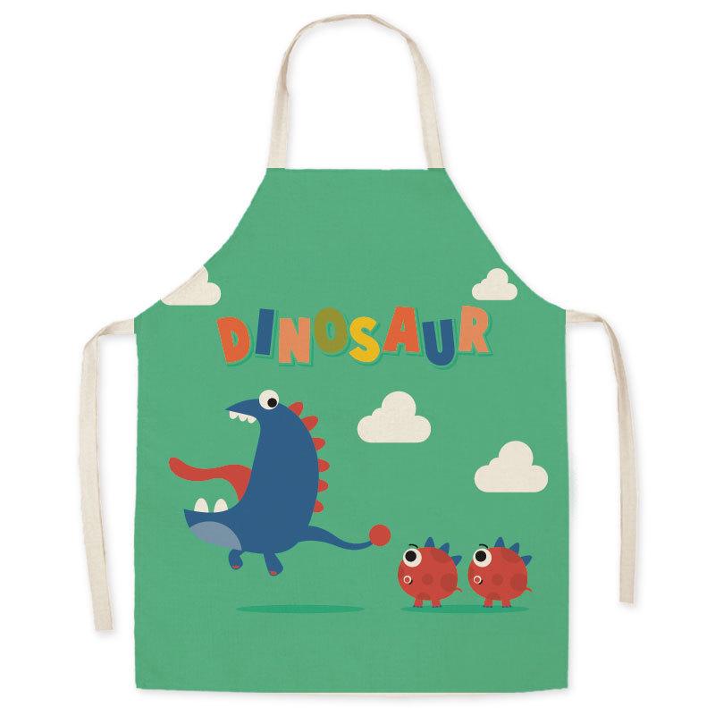 Cartoon Dinosaur Oil-Proof Apron for Adults & Kids - Sleeveless Halter Design