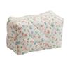 Portable Quilted Cotton Cosmetic Bag Flower Printed Large Capacity Makeup Bag Travel Organizer Washbag