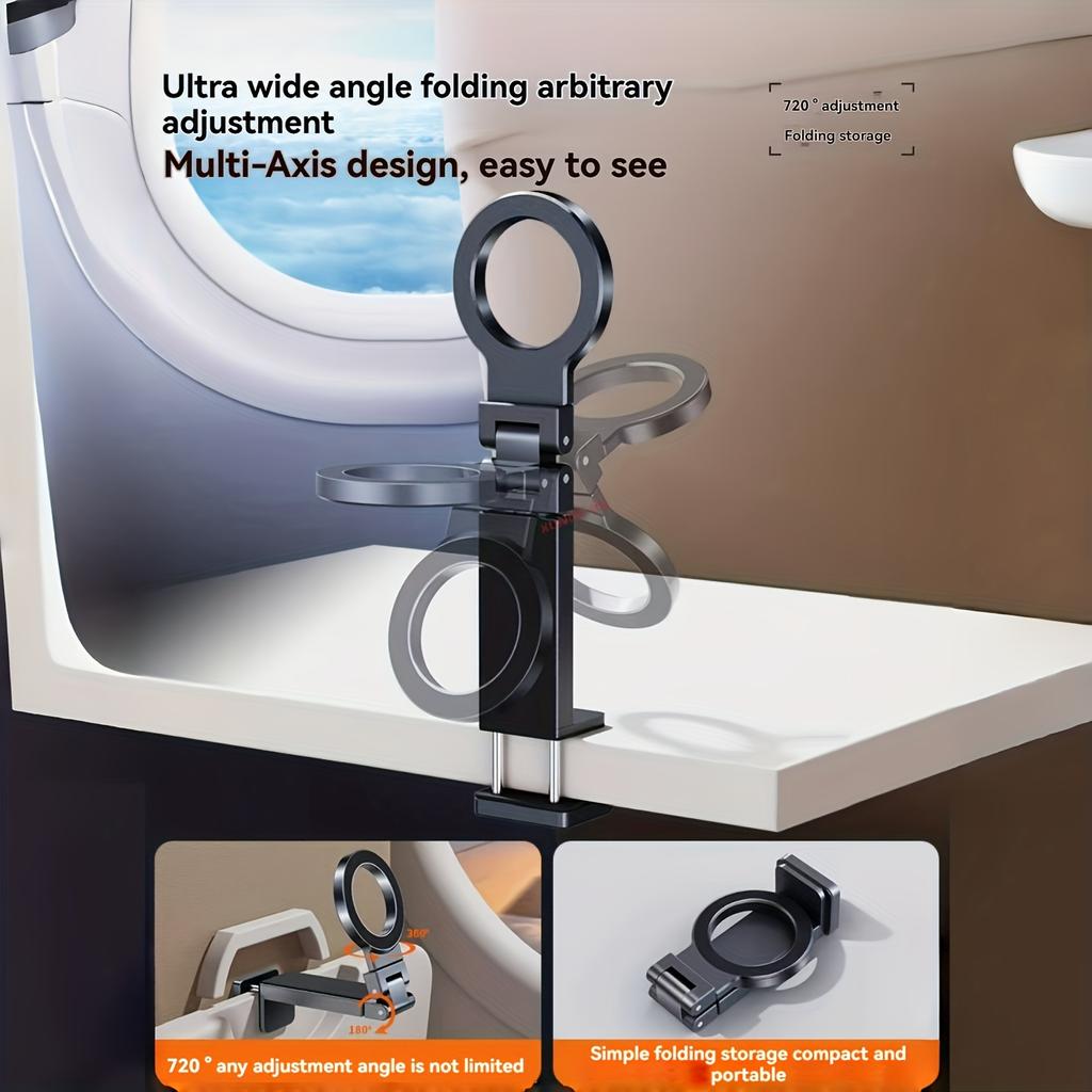 Airplane Phone Holder, Suitable for Magsafe, Essential for Air Travel, Magnetic Phone Mount, Compatible, Hands-Free Operation for Long Flights