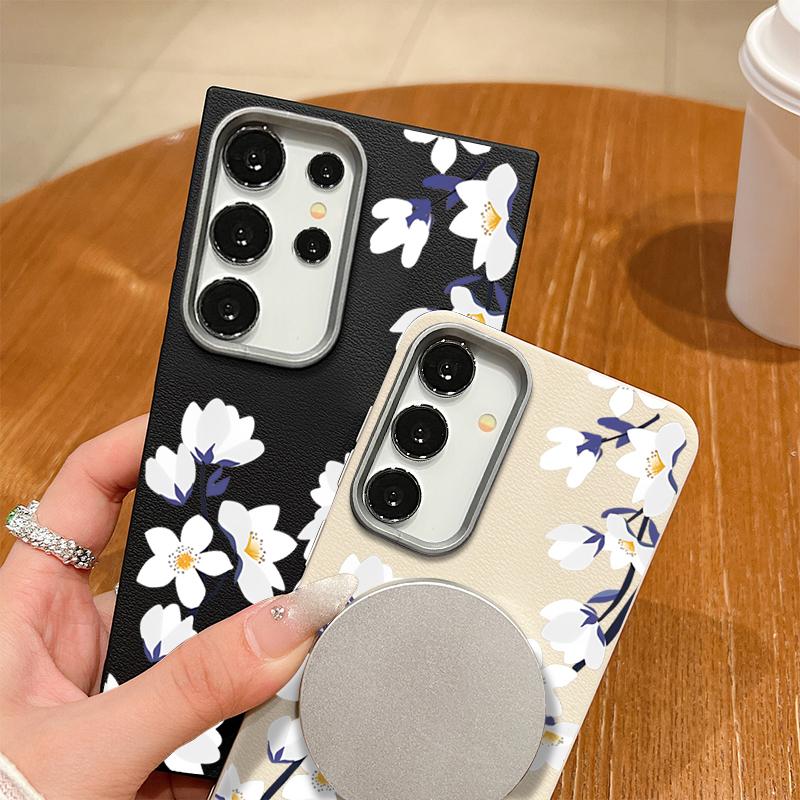 S25 Ultra Case Magnolia White Flower Cover For Samsung Galaxy S25 Ultra Capa S24 Ultra S22 Ultra S23 Plus S21 FE S20 5G Capa
