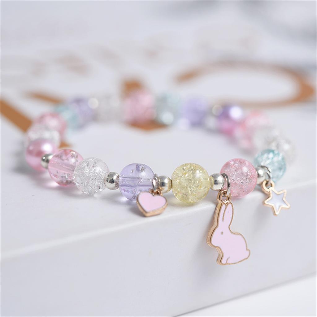 Girls First Day of School Bracelet Cute Friendship Princess Bracelet for Kids Cartoon Rabbit Unicorn Charms Jewelry Accessories