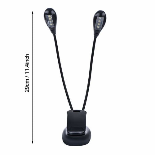 Clip-on Music Stand Light, Reading Light, Flexible Arm, Eye-Friendly Natural Light, 6/8 LEDs, 360 Rotation, Mini Double Desk Light for Bedroom, Table