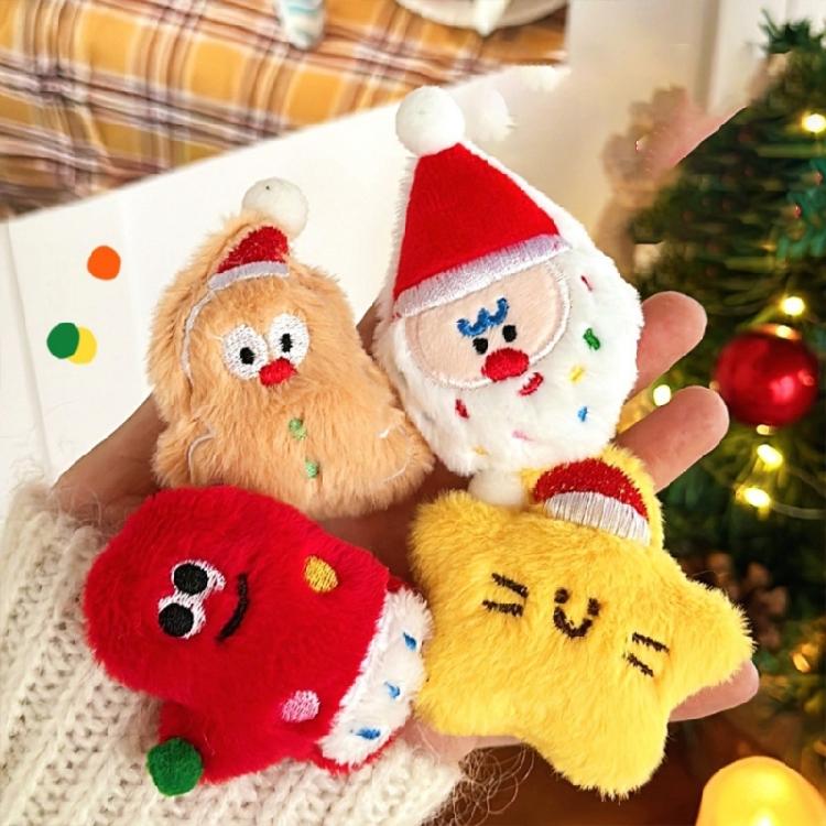 Plush Brooch Pin Christmas Theme Cartoon Brooch Soft and Lovely Padded Brooche Pin for Holiday Gifting Bag Ornament