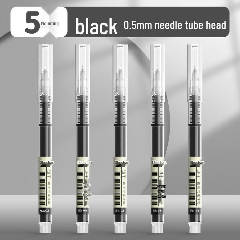 Quick-Dry Black 0.5 Gel Pen - Rollerball & Brush Tip for Exams and Schoolwork