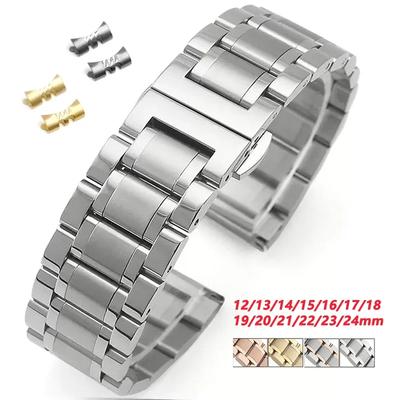 Solid Stainless Steel Watch Band 18mm 20mm 22mm 24mm 12/13/14/15/16/17/19/21/23 Bracelet Universal Metal Strap Watch Accessories
