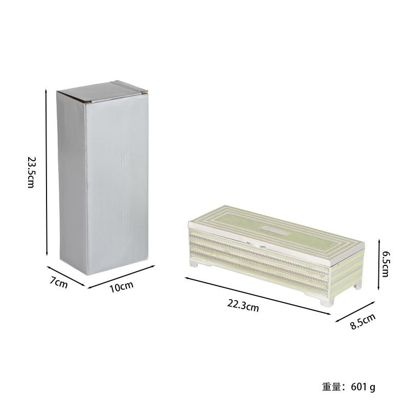 Long Rectangle Enamel Jewelry Box With Rhinestones Feet Luxury Desktop Decor Craft