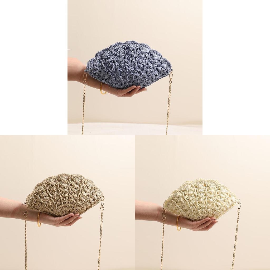 Borsa a tracolla intrecciata con conchiglie stile spiaggia con chiusura a zip per uso quotidiano