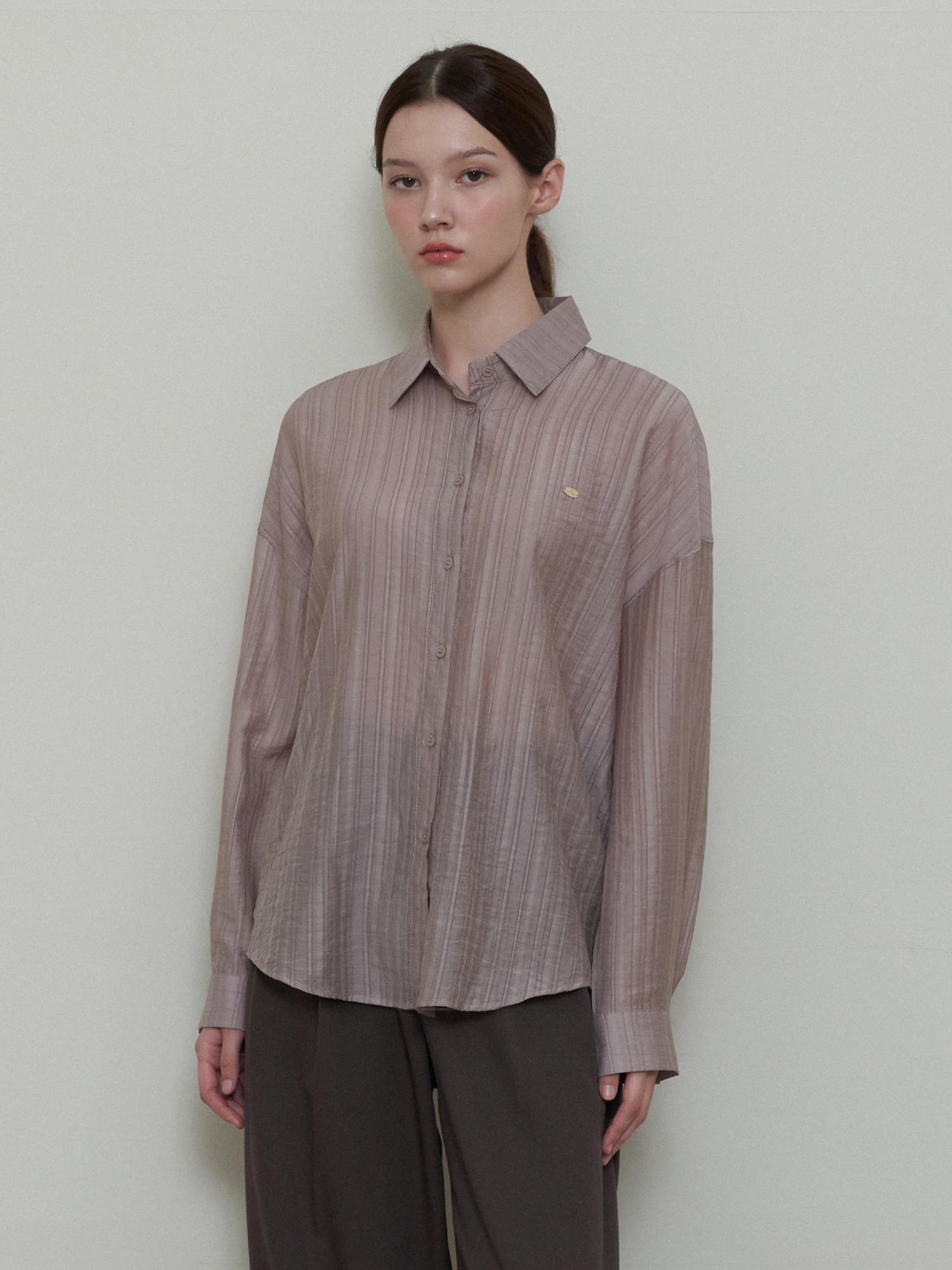 Le Studio Semi-See-Through Loose Fit Shirt_Gray Grey/Free