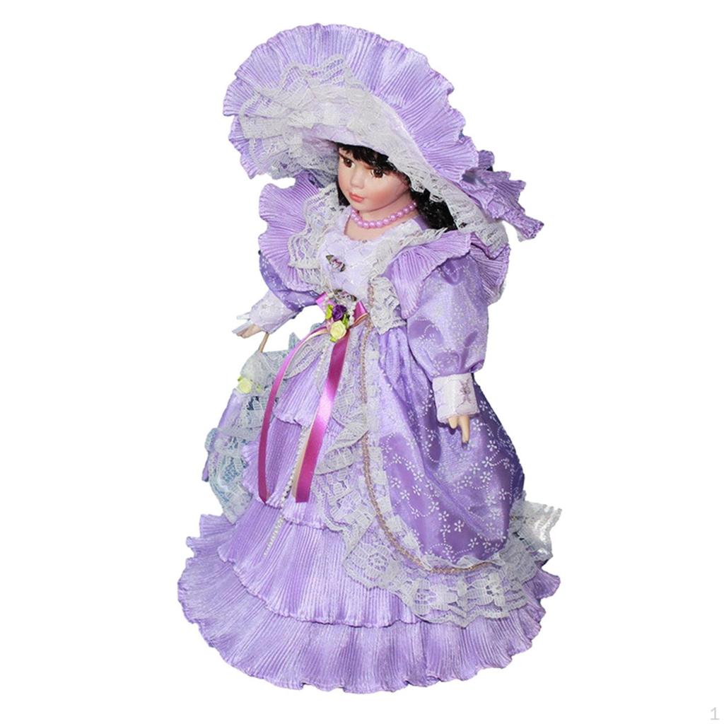 Porcelain Doll with Intricate Dress Design for Home Decor