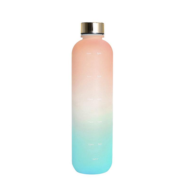 1l Water Bottle With Time Marker Gradient Frosted Plastic Cups Motivational Reusable Fitness Sports Outdoors Leakproof Bpa Free