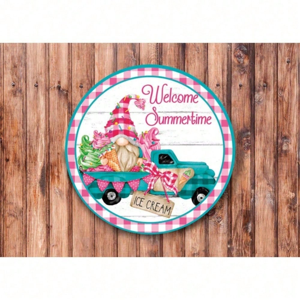 

Vintage Metal Tin Sign Ice Cream Gnome Wreath Welcome Wall Art Home Decor Kitchen Living Room Bar Garage 20x20 різнокольоровий