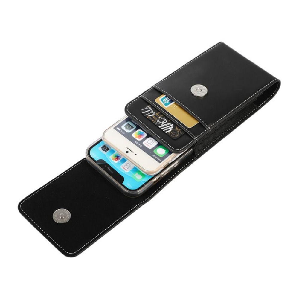 Solid Color Cell Phone Belt Pouch Flip Case Leather Belt Clip Dual Pouch Mobile Phone