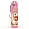 1PC Cute Easter Bunny Animal Print 750ml Color Plastic Sports Water Bottle Leakproof Flip Straw Lid Suitable for Sports Office Home Use