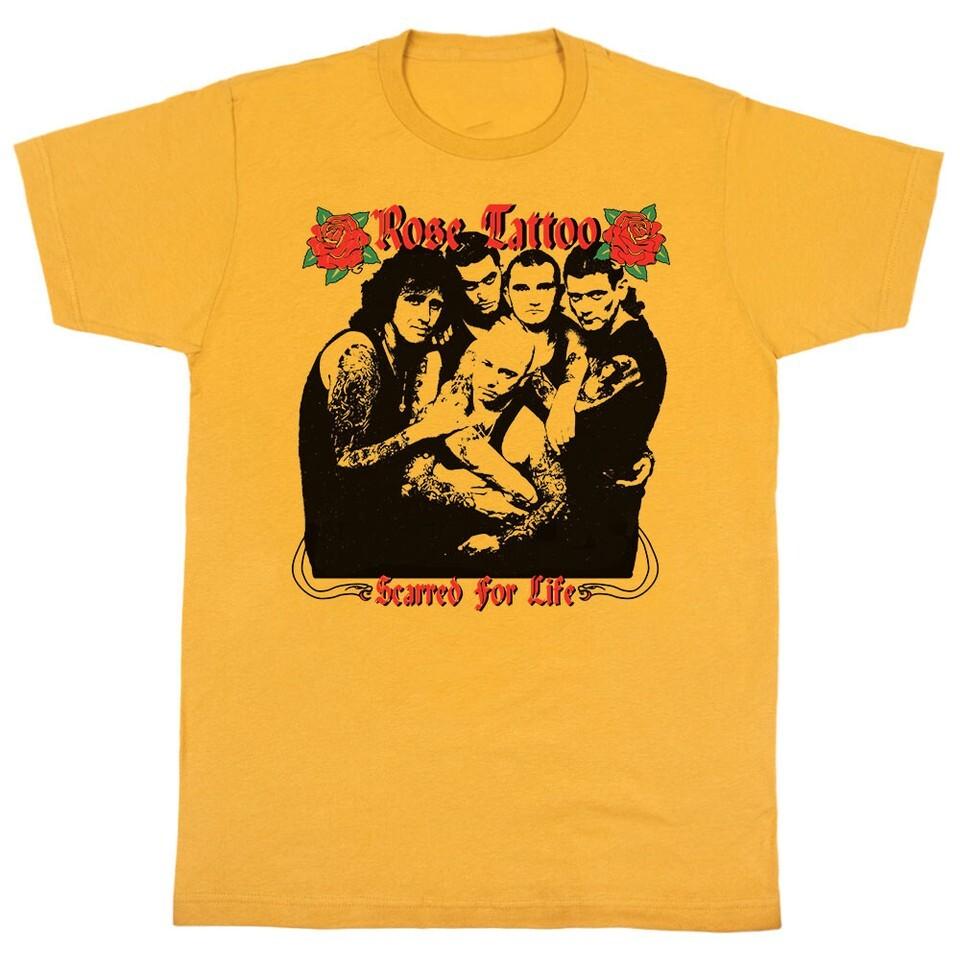 Vtg Rose Tattoo Scarred for Life T Shirt For Men All Size Yellow Cotton K S