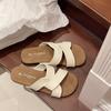 Fashion Cross Strap Slippers for Womens 2025 Summer Retro Casual Flat Slippers for Outdoor Wear New Beach Anti-skid Slipper Women's