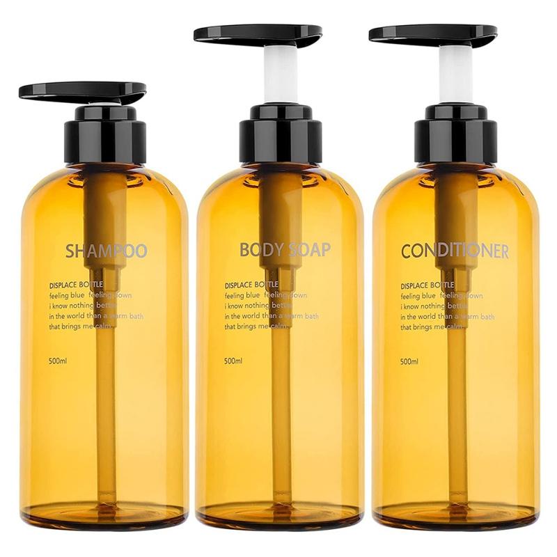 3pcs/set 500ml Soap Dispenser Bottle Set Bathroom Shampoo Body Soap Bottle Large-capacity Lotion Press Empty Bottle