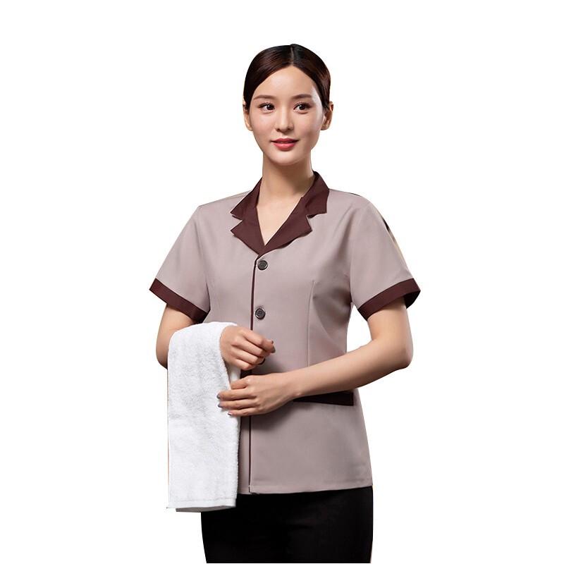 Short Sleeve Breathable Service & Cleaning Uniform Top 3XL серый