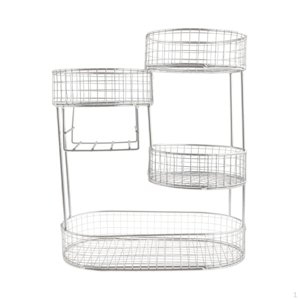 Countertop Fruit Basket Serving Stand Space Saving Party Wrought Iron Multi-Tier Vegetable Storage