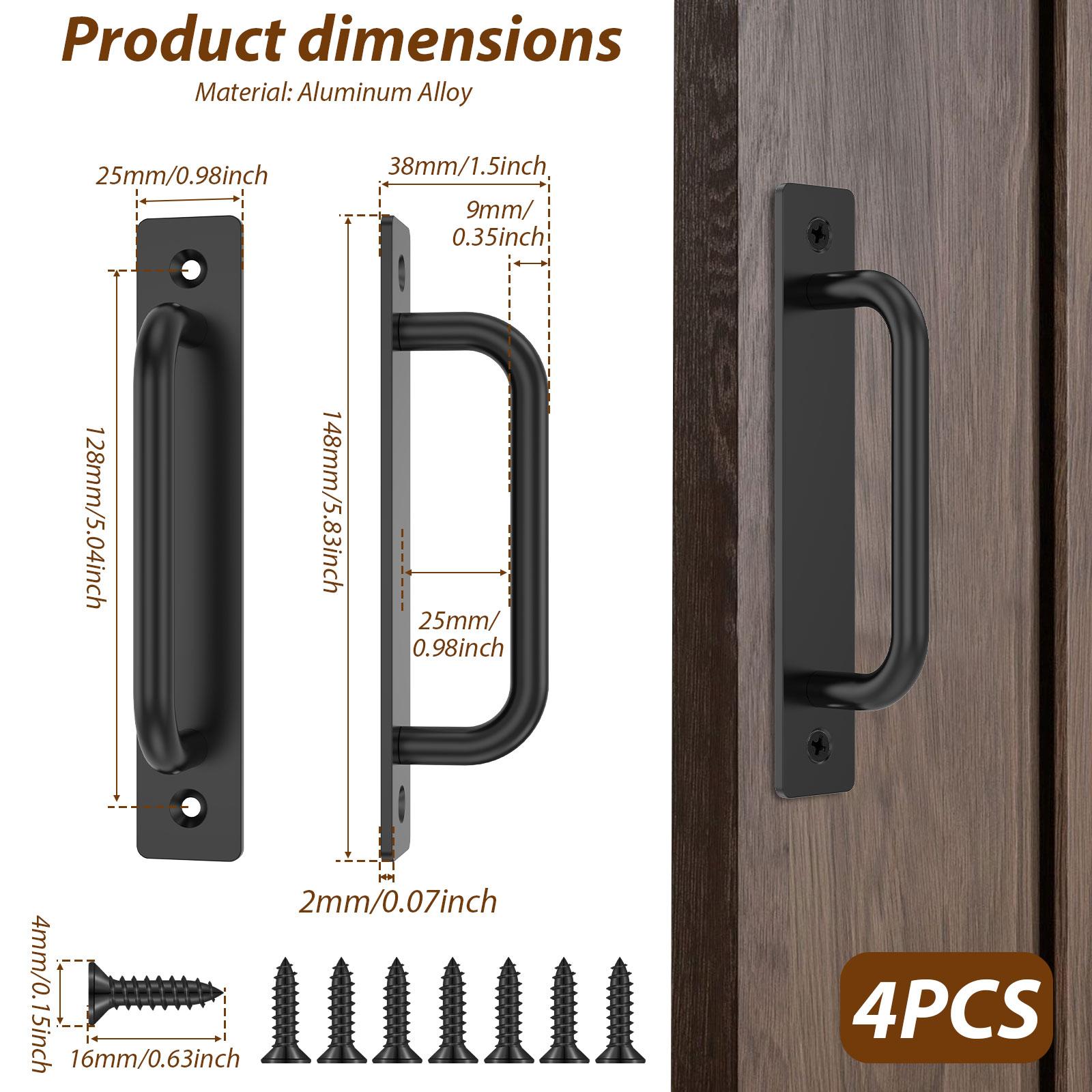 

4 шт. Ручки для амбарной двери 5 Расстояние между отверстиями Ручка для ворот Ручки для раздвижных дверей Современная алюминиевая ручка для карманной двери Распашного шкафа