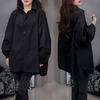Spring Fashion Loose Fit Solid Color Shirt Trendy Oversized Long Top for Women Casual Commute