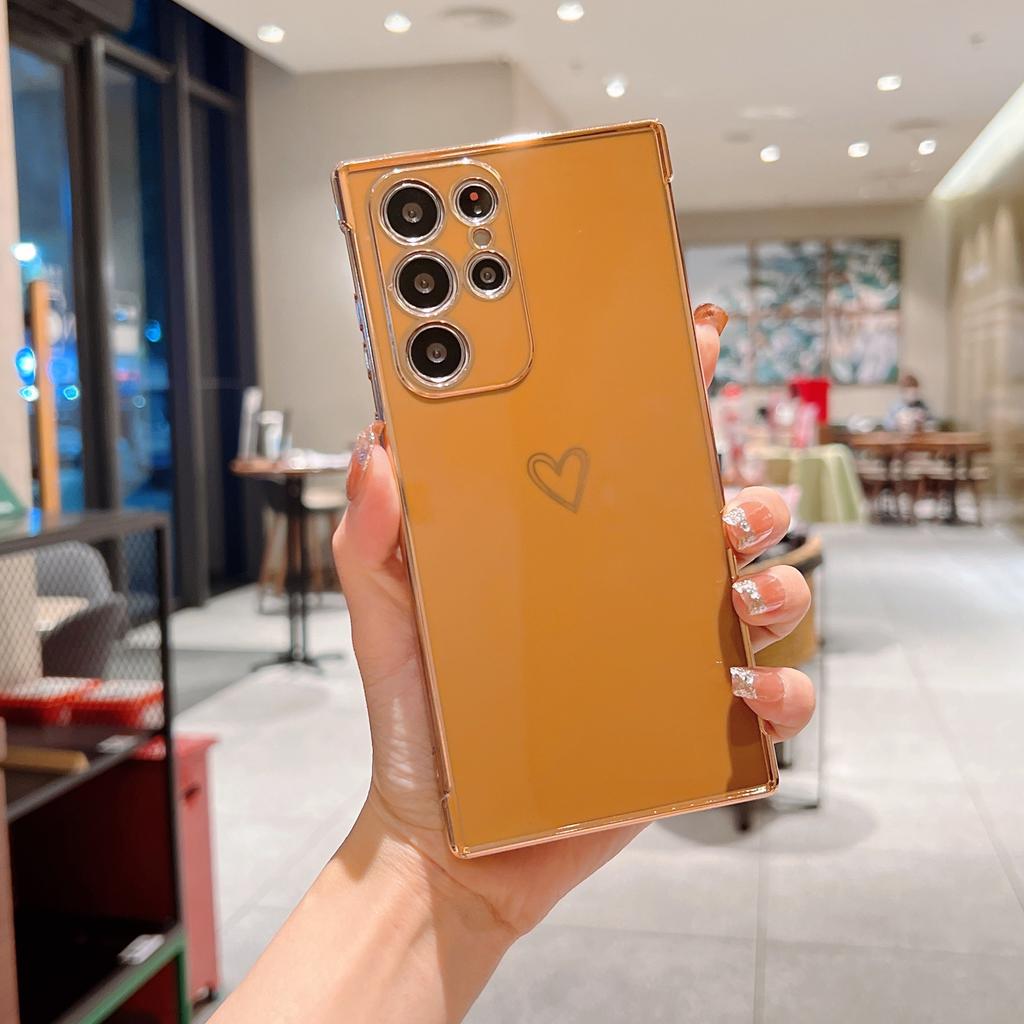 Electroplating Hollow Love Suitable for Samsung S25ULTRA Mobile Phone Case Fine Hole S24FE Soft Shell A56 A16 Protective Case