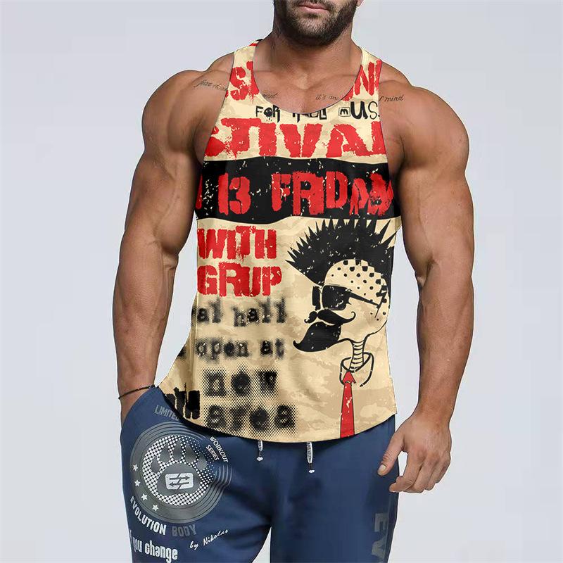 

Трендовая мужская майка без рукавов большого размера с 3D-принтом «Кошмар скелета» XL