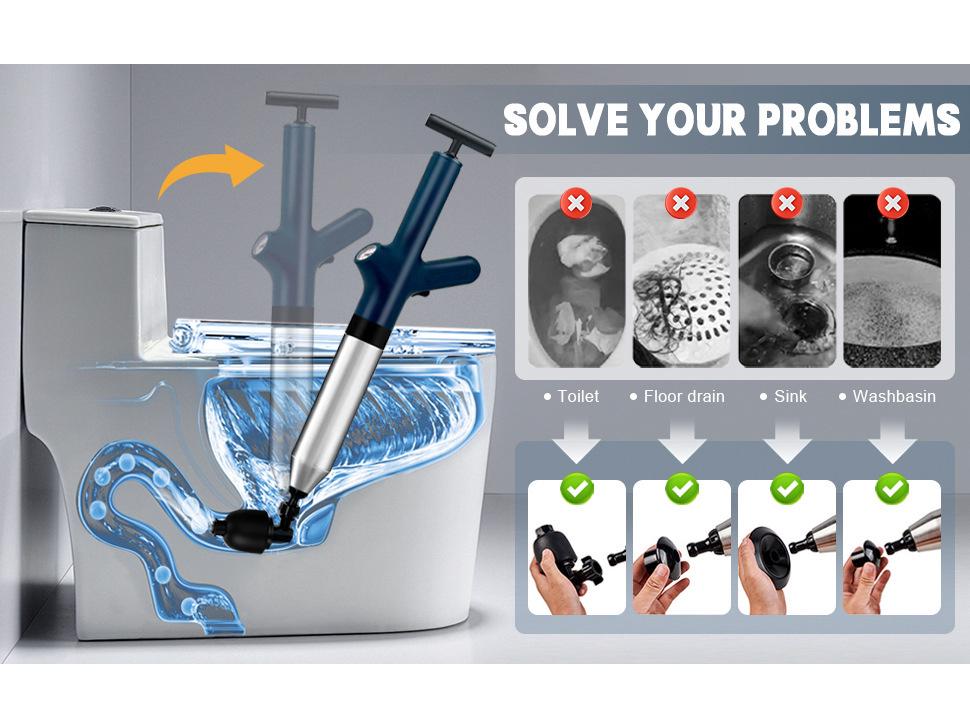 Cross-Border High-Pressure One-Shot Drain Unclogger for Household Toilets and Floors