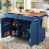 Ilha de Cozinha Moderna (102×45×92cm), Armário Buffet, Carrinho de Servir com Textura de Madeira, Mesa de Jantar Multifuncional com Espaço de Armazenamento, Azul