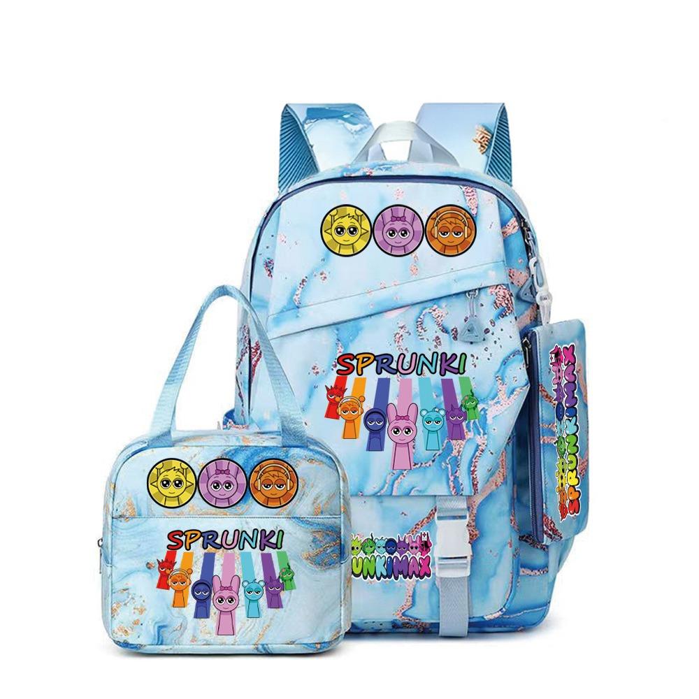 SprunkiPlush Rhythm Box School Bag Student Large Capacity Storage Backpack Backpack Three-piece Set L