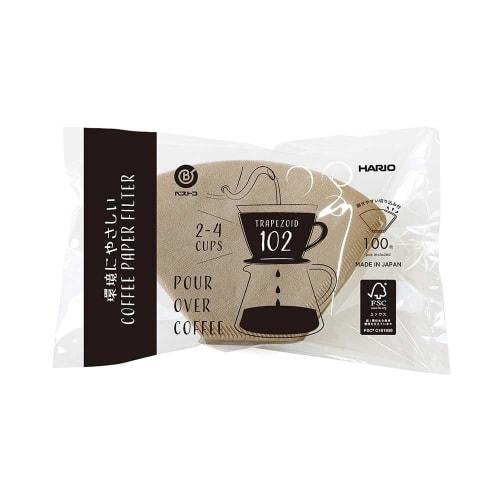 Bestco Eco-Friendly Coffee Paper Filters, 102mm, Trapezoidal Shape, 2-4 Cups, Pack of 100, Brown, MA-442