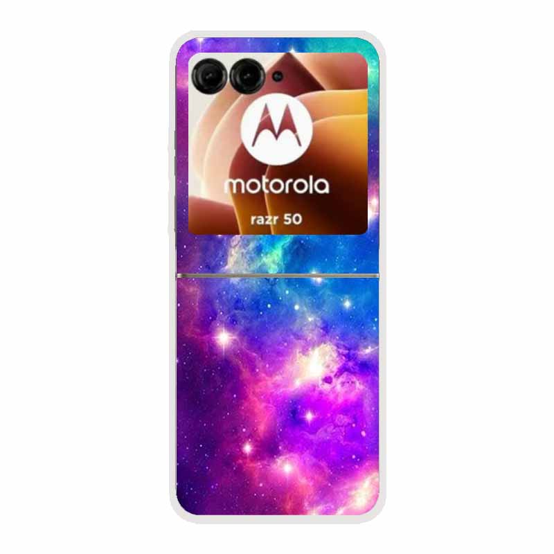 For Moto Razr 50 Case Clear Plastic Hard Painted Space Transparent Phone Covers for Motorola Razr 60 50 Coque Razr 2024 PC Cases