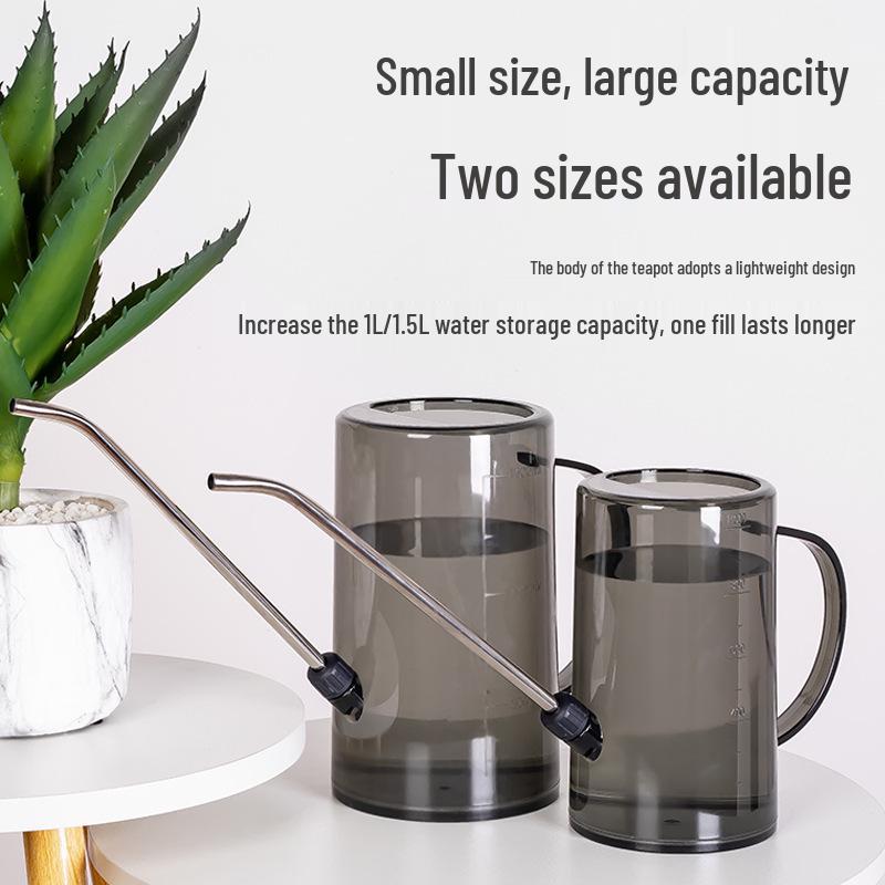 Transparent Stainless Steel Watering Can with Long Spout and Scale - Large Capacity for Household Plants and Gardening