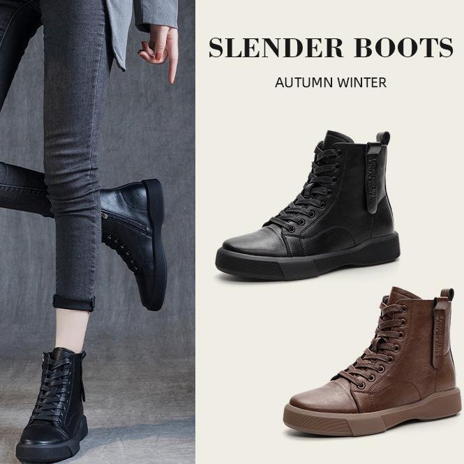 Women Fashion Thick-soled Martin Boots Fur Retro Ankle Boots Soft-soled Women Short Boots