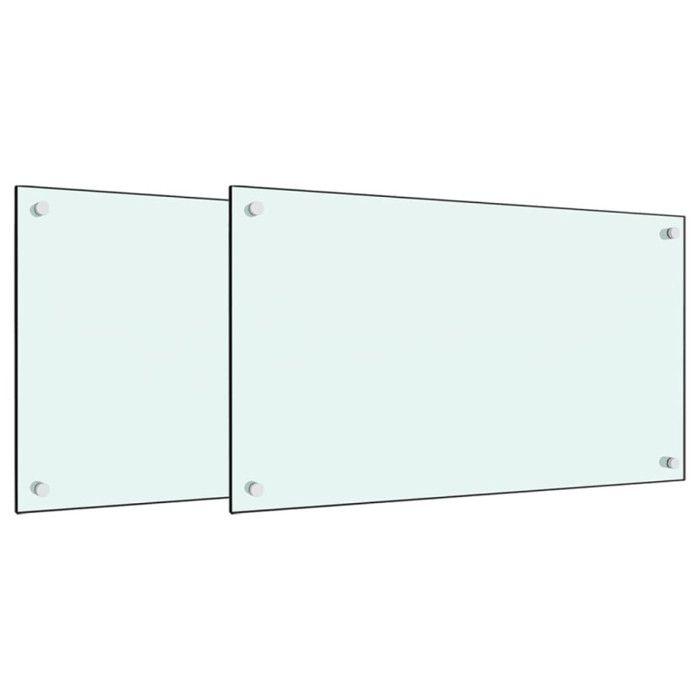 Dosserets de cuisine 2 pcs blanc 70x60 cm verre trempé